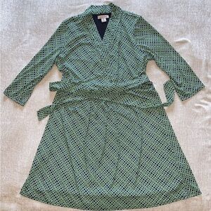 Liz Claiborne Green and White Wrap Dress